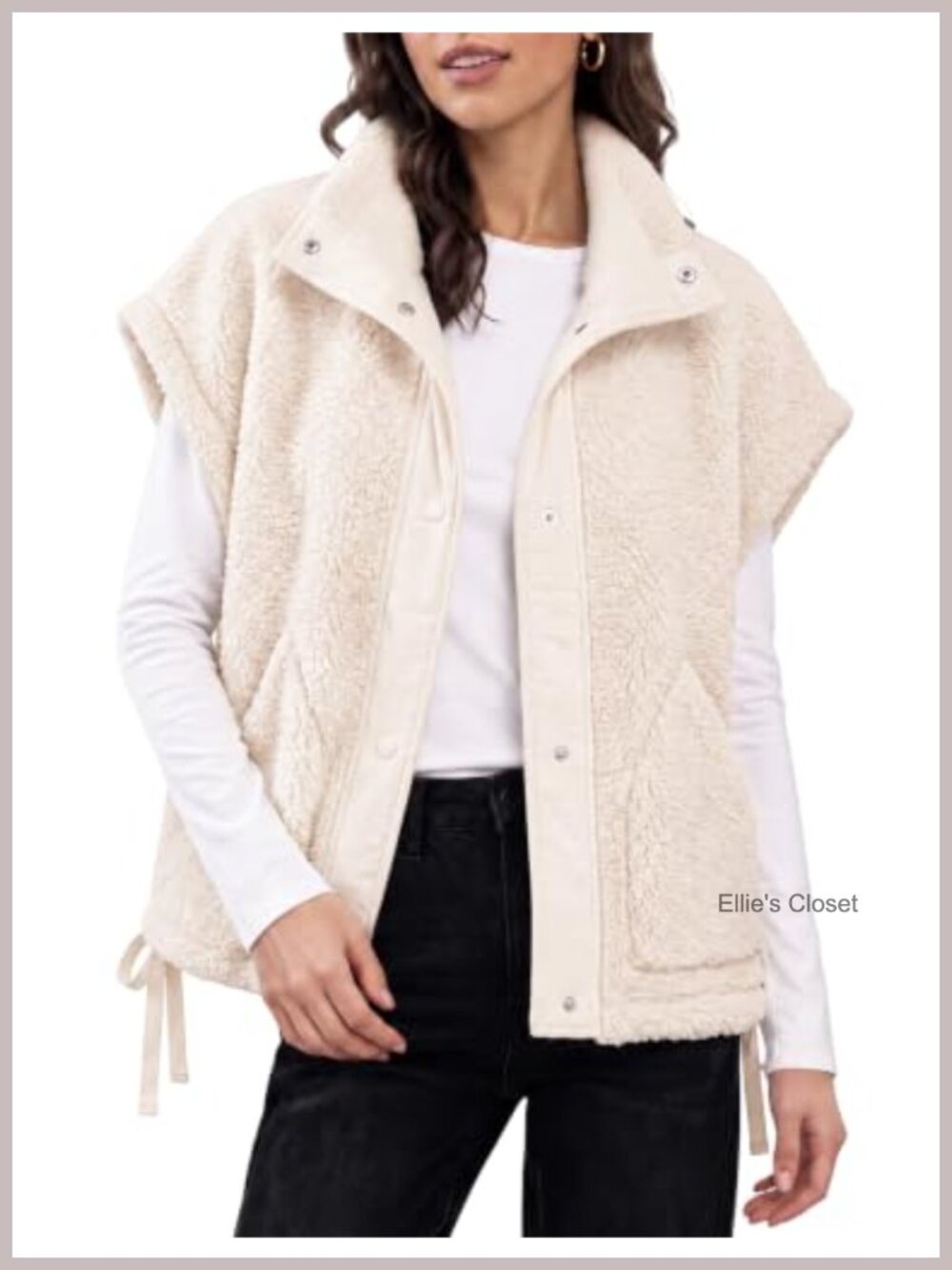 Sherpa Fleece Vest Sleeveless Button Down Winter Warm Jacket with Pockets
